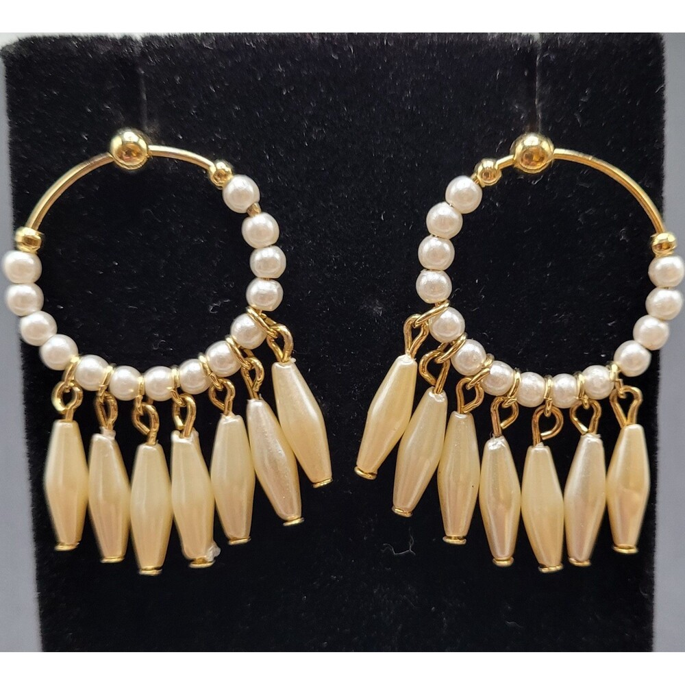 Bride Mother of Bride Pearl Wedding Summer Beaded Hoop Earrings